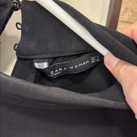 ZARA 2 PC outfit. Black Mini Dress Size L. + long beige sleeveless vest. Size M - Picture 10 of 12